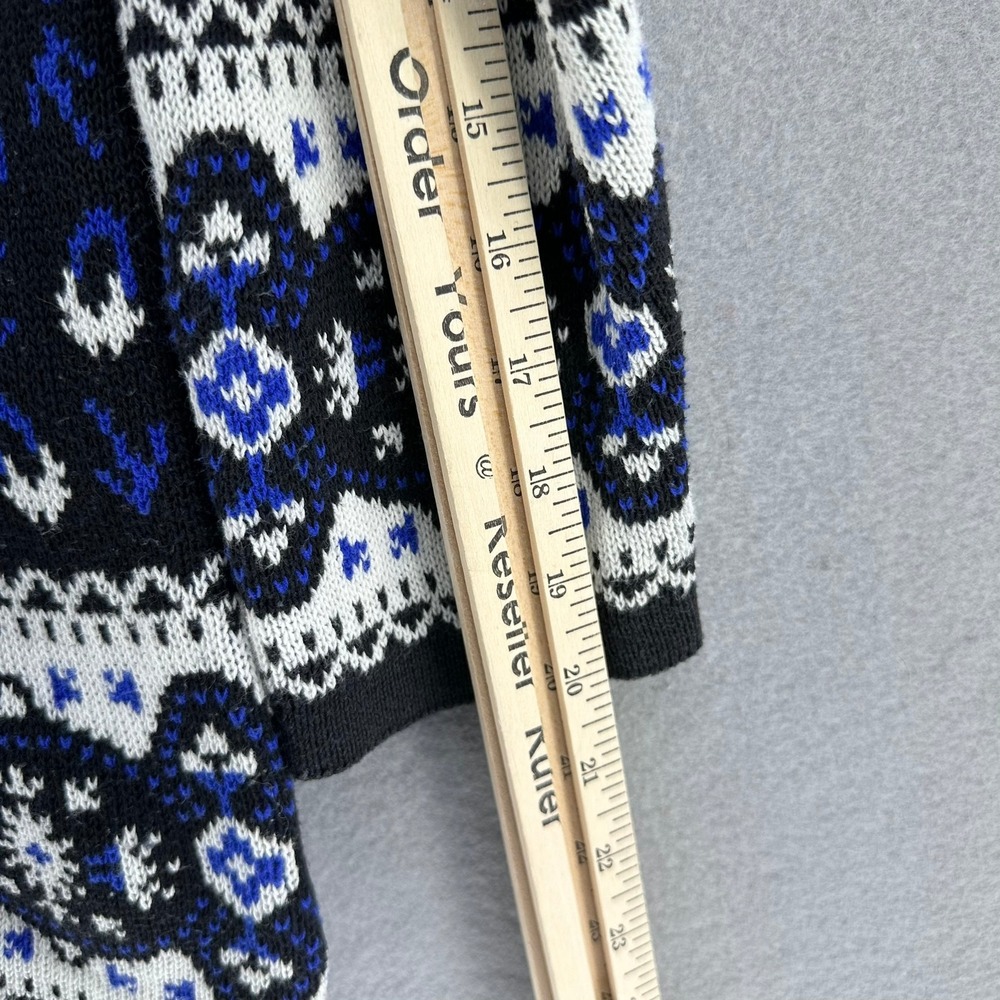 VTG MIXIT Cardigan Sweater Blue White Black Geometric Button Front M 90sSize M - Picture 5 of 8